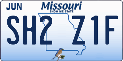 MO license plate SH2Z1F