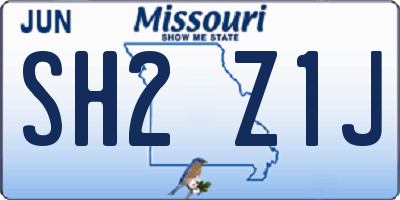 MO license plate SH2Z1J