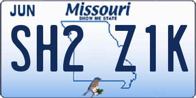 MO license plate SH2Z1K