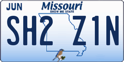 MO license plate SH2Z1N