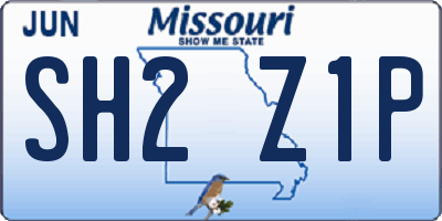 MO license plate SH2Z1P