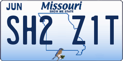 MO license plate SH2Z1T