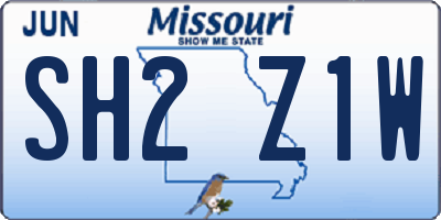 MO license plate SH2Z1W