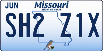 MO license plate SH2Z1X