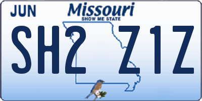 MO license plate SH2Z1Z
