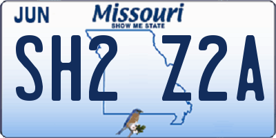 MO license plate SH2Z2A