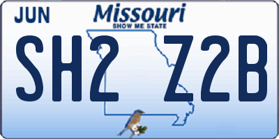 MO license plate SH2Z2B