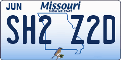 MO license plate SH2Z2D