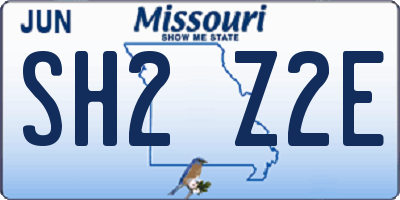 MO license plate SH2Z2E