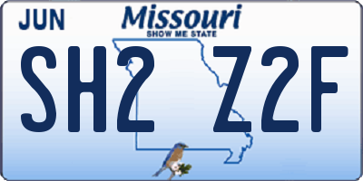 MO license plate SH2Z2F