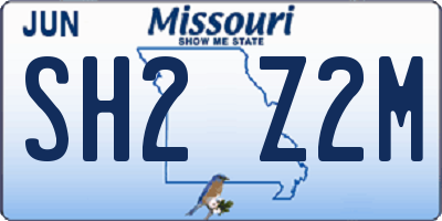 MO license plate SH2Z2M