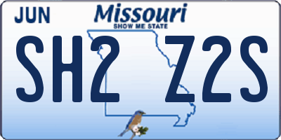 MO license plate SH2Z2S