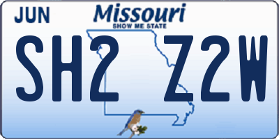 MO license plate SH2Z2W