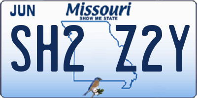 MO license plate SH2Z2Y