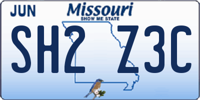 MO license plate SH2Z3C