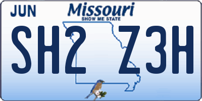 MO license plate SH2Z3H