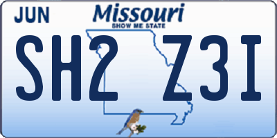 MO license plate SH2Z3I