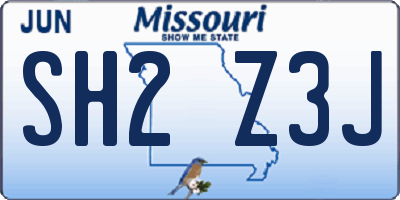 MO license plate SH2Z3J