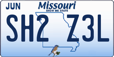 MO license plate SH2Z3L