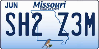 MO license plate SH2Z3M
