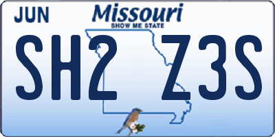 MO license plate SH2Z3S