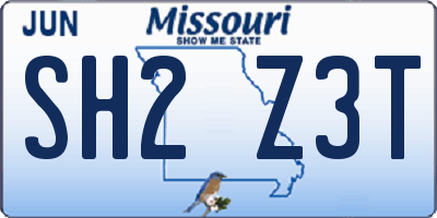 MO license plate SH2Z3T
