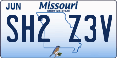 MO license plate SH2Z3V