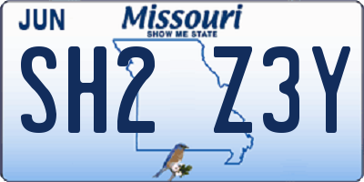 MO license plate SH2Z3Y
