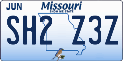 MO license plate SH2Z3Z