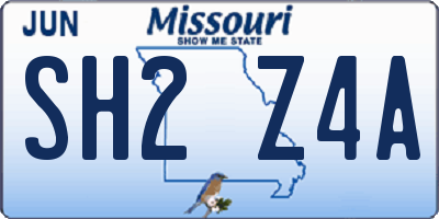 MO license plate SH2Z4A