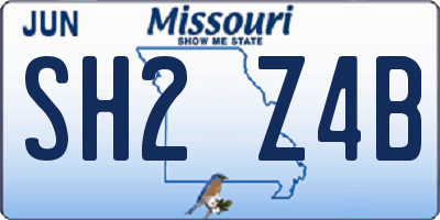 MO license plate SH2Z4B