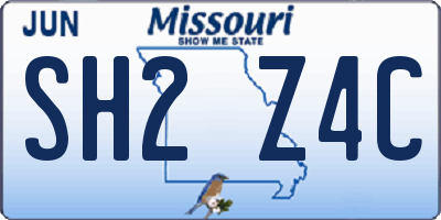 MO license plate SH2Z4C