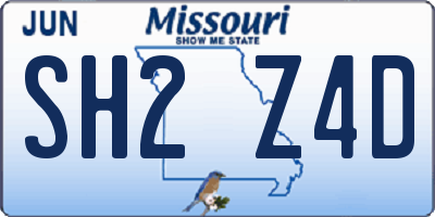 MO license plate SH2Z4D