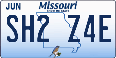 MO license plate SH2Z4E
