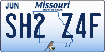MO license plate SH2Z4F