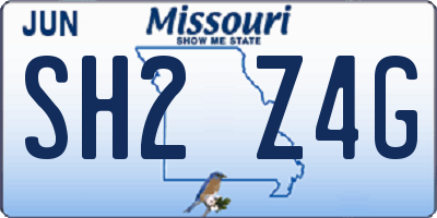 MO license plate SH2Z4G
