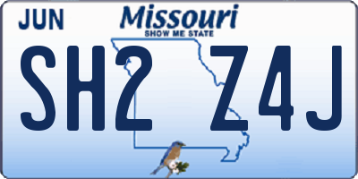 MO license plate SH2Z4J