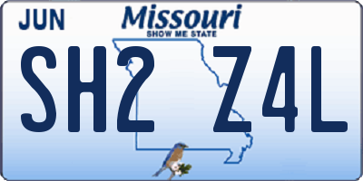 MO license plate SH2Z4L