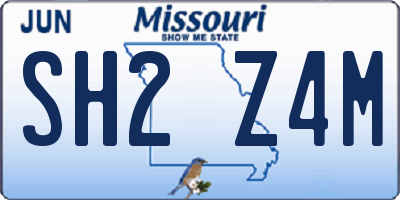 MO license plate SH2Z4M