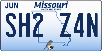 MO license plate SH2Z4N