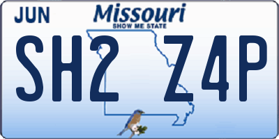 MO license plate SH2Z4P