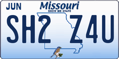 MO license plate SH2Z4U
