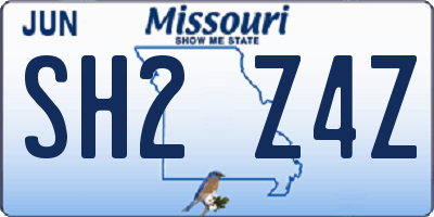 MO license plate SH2Z4Z