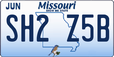 MO license plate SH2Z5B