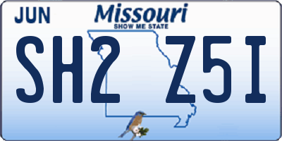 MO license plate SH2Z5I