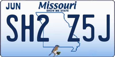 MO license plate SH2Z5J