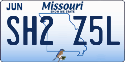 MO license plate SH2Z5L