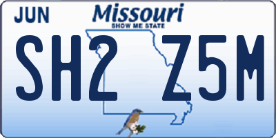 MO license plate SH2Z5M