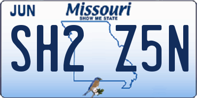 MO license plate SH2Z5N