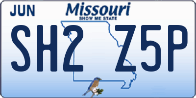 MO license plate SH2Z5P
